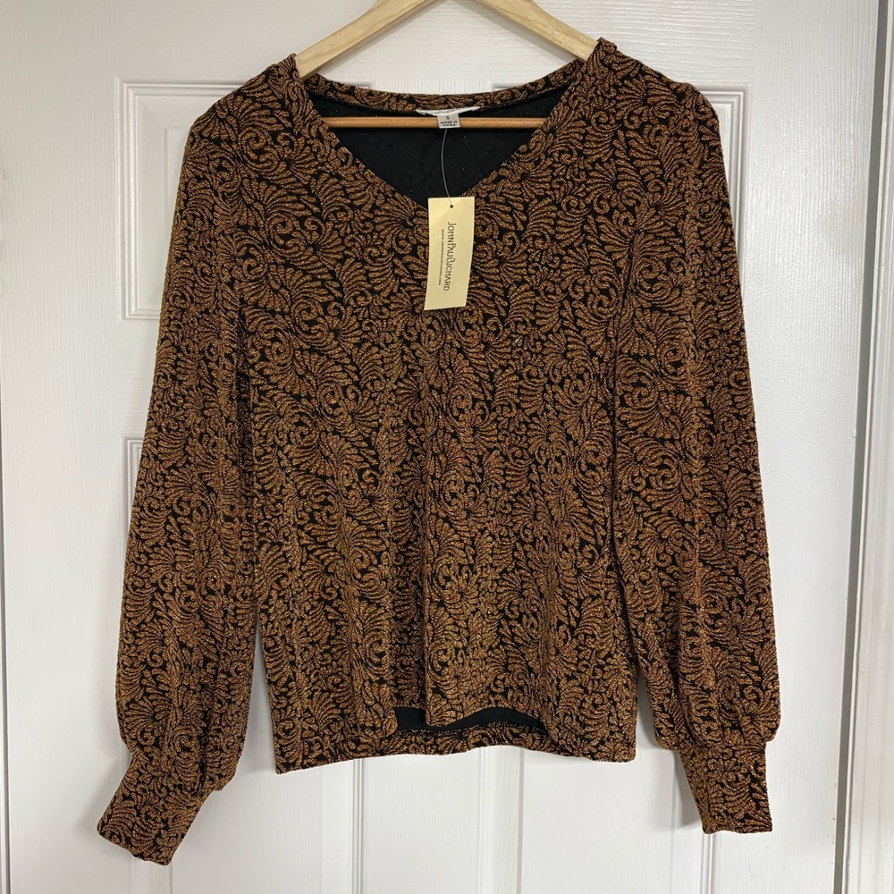 John Paul Richard Black And Bronze Blouse Size Small